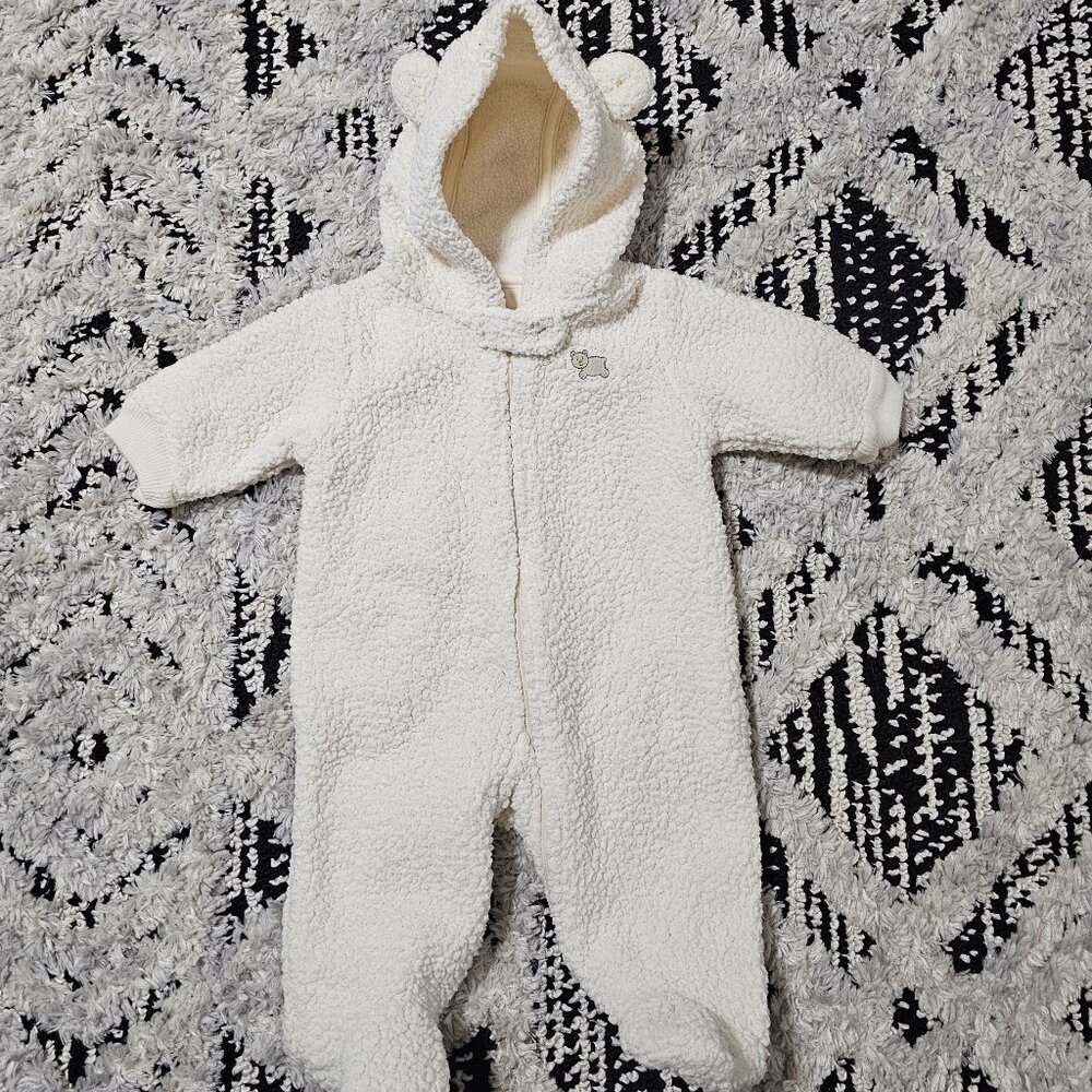 Baby B'Gosh Off White Bear Zip Up Footed Sleeper size 3 M